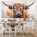 Highland Cow Canvas Wall Art Print – Rustic Farmhouse Decor