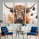 Highland Cow Canvas Wall Art Print – Rustic Farmhouse Decor