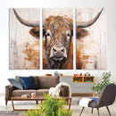 Highland Cow Canvas Wall Art Print – Rustic Farmhouse Decor