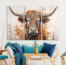 Highland Cow Canvas Wall Art Print – Rustic Farmhouse Decor