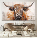 Highland Cow Canvas Wall Art Print – Rustic Farmhouse Decor