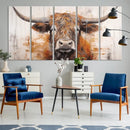 Highland Cow Canvas Wall Art Print – Rustic Farmhouse Decor