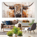 Highland Cow Canvas Wall Art Print – Rustic Farmhouse Decor