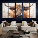 Highland Cow Canvas Wall Art Print – Rustic Farmhouse Decor