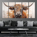 Highland Cow Canvas Wall Art Print – Rustic Farmhouse Decor