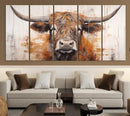Highland Cow Canvas Wall Art Print – Rustic Farmhouse Decor