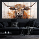 Highland Cow Canvas Wall Art Print – Rustic Farmhouse Decor