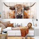 Highland Cow Canvas Wall Art Print – Rustic Farmhouse Decor