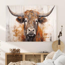 Highland Cow Canvas Wall Art Print – Rustic Farmhouse Decor