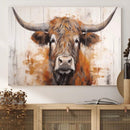 Highland Cow Canvas Wall Art Print – Rustic Farmhouse Decor