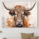 Highland Cow Canvas Wall Art Print – Rustic Farmhouse Decor