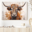 Highland Cow Canvas Wall Art Print – Rustic Farmhouse Decor
