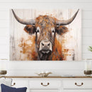 Highland Cow Canvas Wall Art Print – Rustic Farmhouse Decor