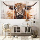 Highland Cow Canvas Wall Art Print – Rustic Farmhouse Decor