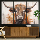Highland Cow Canvas Wall Art Print – Rustic Farmhouse Decor