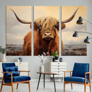 Highland Cow Wall Art Canvas Print - Rustic Modern Decor for