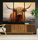 Highland Cow Wall Art Canvas Print - Rustic Modern Decor for