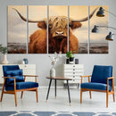 Highland Cow Wall Art Canvas Print - Rustic Modern Decor for