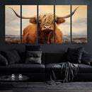 Highland Cow Wall Art Canvas Print - Rustic Modern Decor for