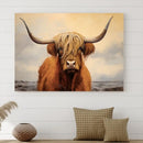 Highland Cow Wall Art Canvas Print - Rustic Modern Decor for