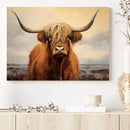 Highland Cow Wall Art Canvas Print - Rustic Modern Decor for