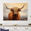 Highland Cow Wall Art Canvas Print - Rustic Modern Decor for