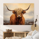Highland Cow Wall Art Canvas Print - Rustic Modern Decor for