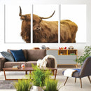 Highland Cow Wall Art Canvas Print – Framed Scottish Bull