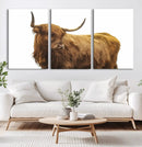 Highland Cow Wall Art Canvas Print – Framed Scottish Bull