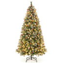 Hinged Christmas Tree with 450 PVC Branch Tips and 200 Warm White LED Lights-6.5 ft