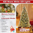 Hinged Christmas Tree with 450 PVC Branch Tips and 200 Warm White LED Lights-6.5 ft