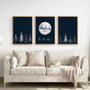 Winter Nordic Landscape Xmas Set of 3 Prints by Wall Art Set