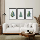 Home Decor Watercolor Christmas Tree Prints Set by Wall Art Set