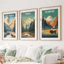 Rocky Mountain, Yosemite, Yellowstone. National Park Wall Art by Wall Art Set