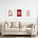 Merry Christmas Minimalist Holiday Decor Poster by Wall Art Set