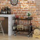 2-Tier Home Bar Cart with Lockable Wheels and Heavy-Duty Metal Frame-Rustic Brown by LJGDeals