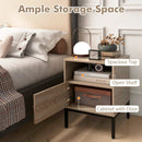 Home Boho Style Accent Table with Open Shelf and 1 Door Cabinet-Natural by LJGDeals