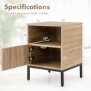 Home Boho Style Accent Table with Open Shelf and 1 Door Cabinet-Natural by DirectDeals