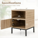Home Boho Style Accent Table with Open Shelf and 1 Door Cabinet-Natural by LJGDeals