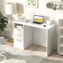 Home Office Desk with Power Outlet 3 Storage Drawers and Open Compartment-White by LJGDeals
