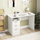 Home Office Desk with Power Outlet 3 Storage Drawers and Open Compartment-White by LJGDeals