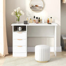 Home Office Desk with Power Outlet 3 Storage Drawers and Open Compartment-White by LJGDeals