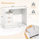 Home Office Desk with Power Outlet 3 Storage Drawers and Open Compartment-White by LJGDeals