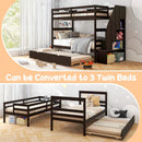 Home Wood Bunk Bed with Guard Rail and 4-step Storage Stairs No Box Spring Needed by LJGDeals