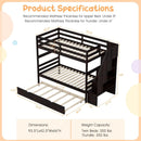 Home Wood Bunk Bed with Guard Rail and 4-step Storage Stairs No Box Spring Needed by LJGDeals