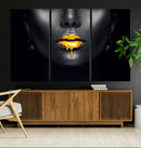 Honey Gold Lips and Black Woman Photograph Canvas, Black