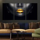 Honey Gold Lips and Black Woman Photograph Canvas, Black
