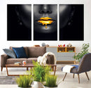 Honey Gold Lips and Black Woman Photograph Canvas, Black