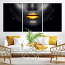 Honey Gold Lips and Black Woman Photograph Canvas, Black