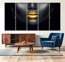Honey Gold Lips and Black Woman Photograph Canvas, Black